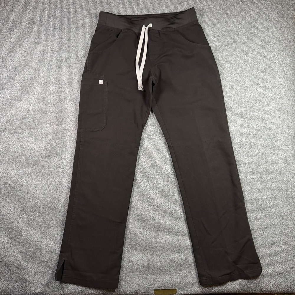 FIGS Livingston Scrub Pants Womens Small Black Straight Leg Cargo T21004